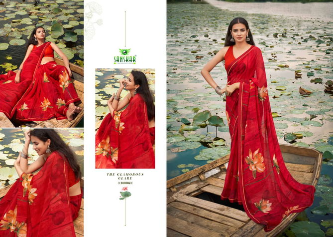 Sanskar Sadgi Casual Daily Wear Georgette Printed Saree Collection